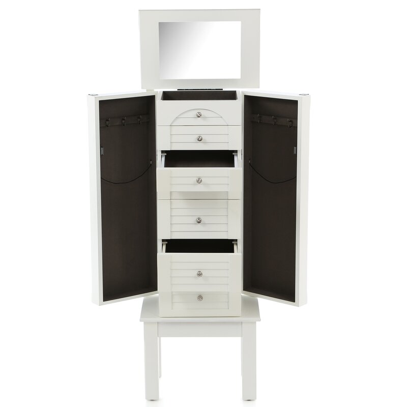 15.75'' Wide Free Standing Jewelry Armoire With Mirror 